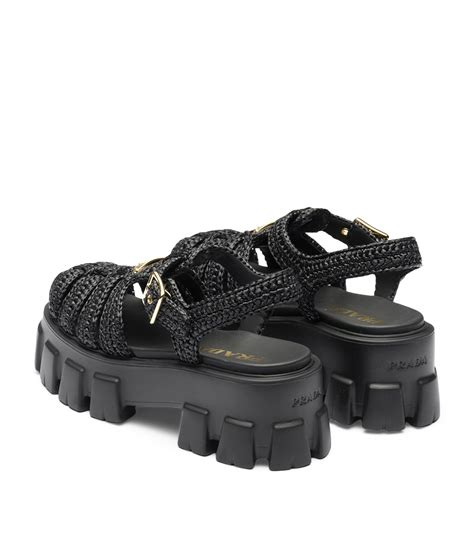 prada crochet platform slides